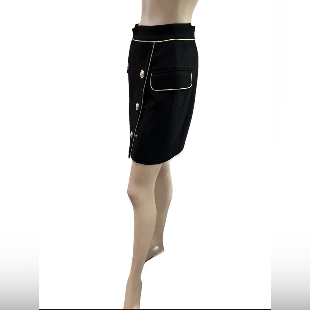 Balmain Paris Mini Skirt Elegant Black and Gold Zippered - Picture 6 of 16